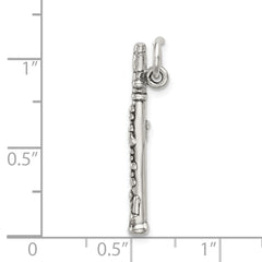 Sterling Silver 925 Clarinet Charm with Antiqued 3D Design
