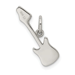 Sterling Silver Rhodium-Plated Electric Guitar Charm for Men Polished Finish