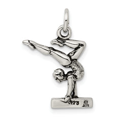 Sterling Silver 925 Antiqued 3D Gymnastics Charm Pendant