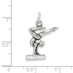Sterling Silver 925 Antiqued 3D Gymnastics Charm Pendant