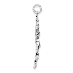 Sterling Silver 925 Gymnasts Charm with Polished Antiqued Finish for Women