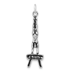 Sterling Silver 925 Gymnasts Charm with Polished Antiqued Finish for Women