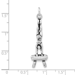 Sterling Silver 925 Gymnasts Charm with Polished Antiqued Finish for Women