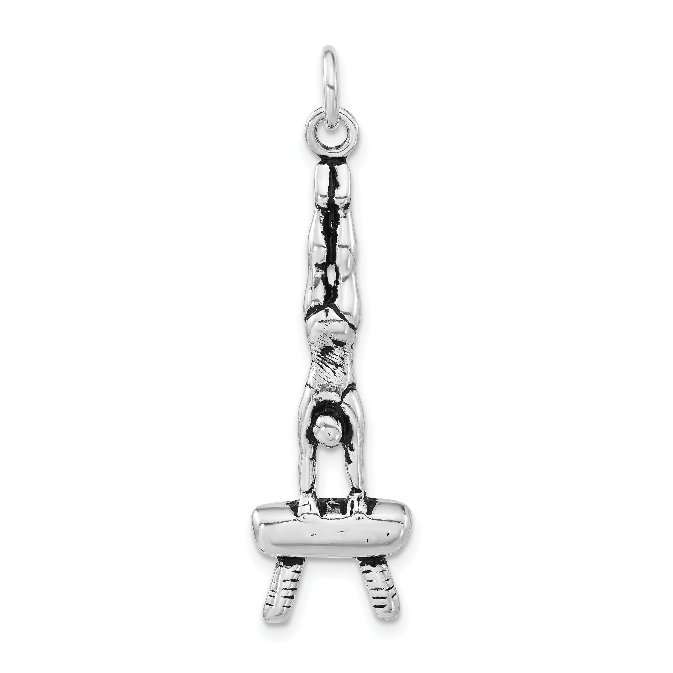 Sterling Silver Polished & Antiqued Gymnasts Charm