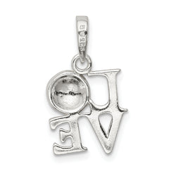 Sterling Silver 925 Soccer Love Pendant with Polished Enamel Finish