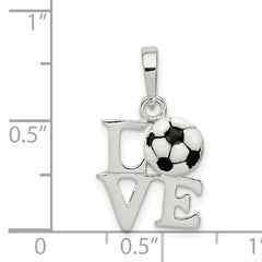 Sterling Silver 925 Soccer Love Pendant with Polished Enamel Finish