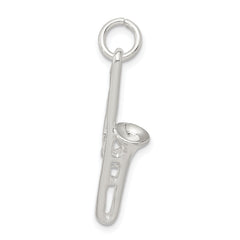 925 Sterling Silver 3D Trombone Charm with Polished Anti-Tarnish Finish