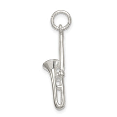 925 Sterling Silver 3D Trombone Charm with Polished Anti-Tarnish Finish