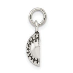 Sterling Silver 925 Men's Baseball Charm with Polished Antique Finish
