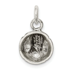 Sterling Silver 925 Men's Baseball Charm with Polished Antique Finish