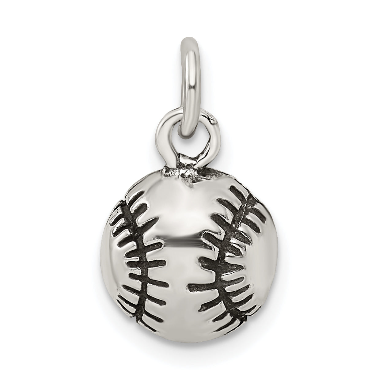 Sterling Silver Antiqued Baseball Charm