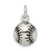 Sterling Silver Antiqued Baseball Charm