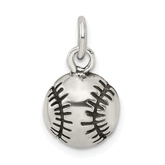 Sterling Silver Antiqued Baseball Charm