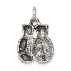Sterling Silver Men's Antiqued Boxing Gloves Charm 925 Polished Finish