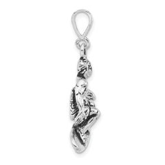 Sterling Silver 925 Women's Surfing Charm with Polished Antiqued Finish
