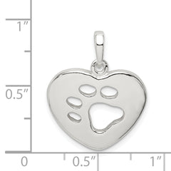 Sterling Silver 925 Heart Paw Print Pendant Anti-Tarnish Elegant Design