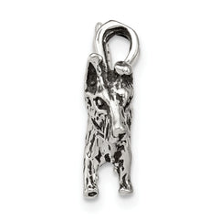 Sterling Silver 925 Dog Charm with Antiqued Finish Themed Pendant