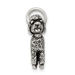 Sterling Silver 925 Poodle Charm with Antiqued Finish Vintage Inspired