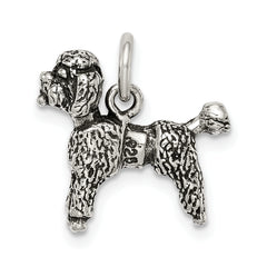 Sterling Silver 925 Poodle Charm with Antiqued Finish Vintage Inspired