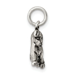 Sterling Silver 925 Dog Charm with Antiqued Finish Vintage Style