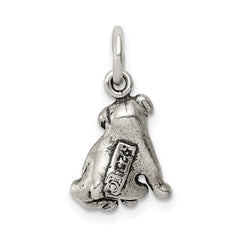 Sterling Silver 925 Dog Charm with Antiqued Finish Vintage Style