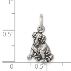 Sterling Silver 925 Dog Charm with Antiqued Finish Vintage Style