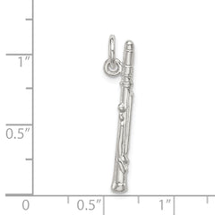 Sophia Jewelers 925 Sterling Silver 3D Flute Charm with Anti-Tarnish Finish