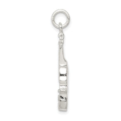 Sterling Silver 925 Violin Charm with Polished 3D Design