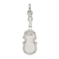 Sterling Silver 925 Violin Charm with Polished 3D Design