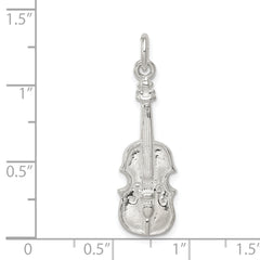 Sterling Silver 925 Violin Charm with Polished 3D Design