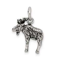 Sterling Silver 925 Moose Charm Antiqued 3D by Sophia Jewelers