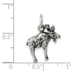 Sterling Silver 925 Moose Charm Antiqued 3D by Sophia Jewelers