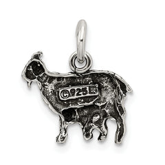 Sophia Jewelers Sterling Silver 925 Antiqued Goat Charm Vintage Inspired