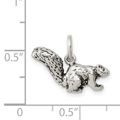 Sterling Silver 925 3D Squirrel Charm with Antiqued Finish