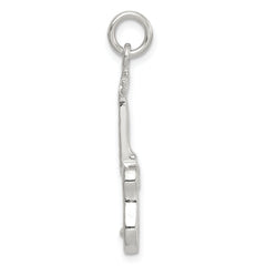 Sterling Silver 925 Guitar Charm with Polished Anti-Tarnish Finish