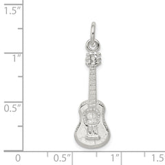 Sterling Silver 925 Guitar Charm with Polished Anti-Tarnish Finish