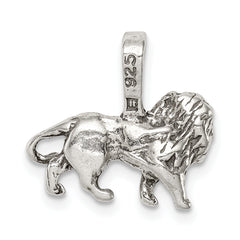 Sterling Silver 925 Antiqued Lion Charm with Solid Cast Design