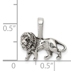 Sterling Silver 925 Antiqued Lion Charm with Solid Cast Design