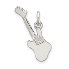 Sterling Silver 925 Guitar Charm with Polished Anti-Tarnish Finish