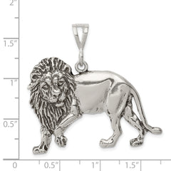 Sterling Silver 925 Men's Lion Charm Antique Finish by Sophia Jewelers