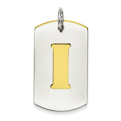 Sterling Silver GP Initial I Double Plate Dog Tag Charm