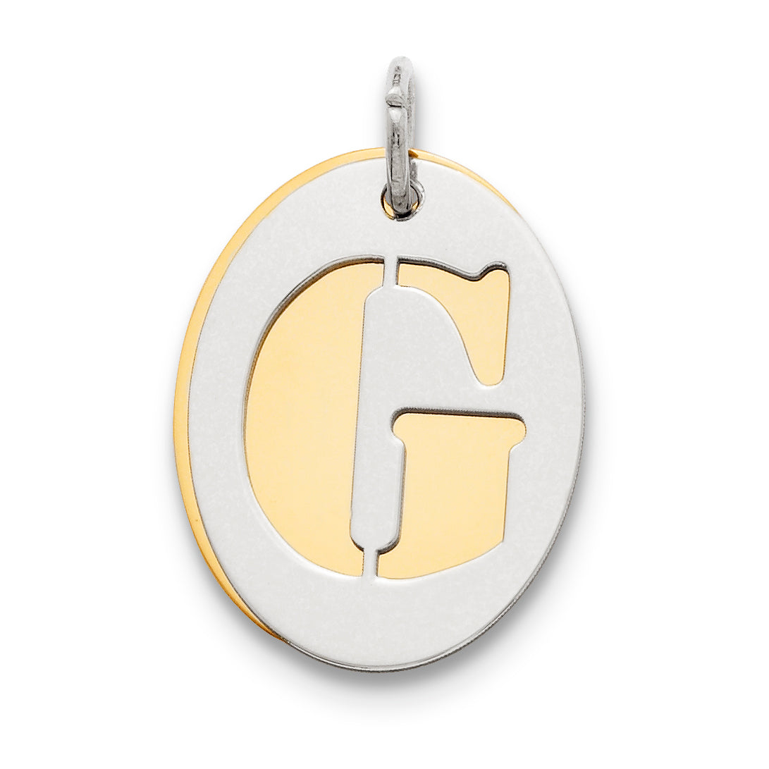 Sterling Silver GP Initial G Double Plate Oval Charm