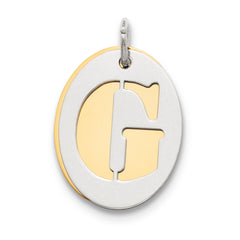 Sterling Silver GP Initial G Double Plate Oval Charm