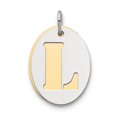 Sterling Silver L Initial L Double Plate Oval Charm