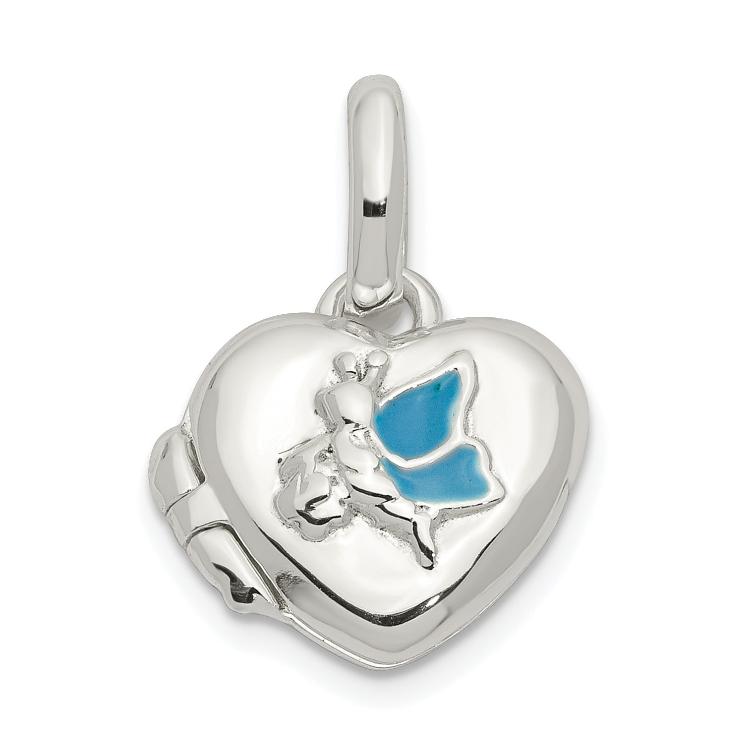 Sterling Silver Blue Enamel Heart Locket