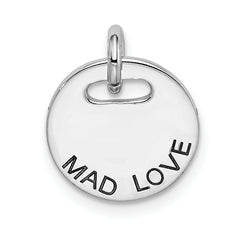 Sterling Silver Rhodium-plated Polished Mad Love Pendant