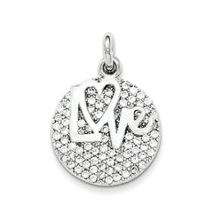 Sterling Silver Love & CZ Circle Pendant