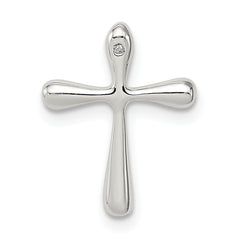 Sterling Silver Polished Diamond Cross Chain Slide