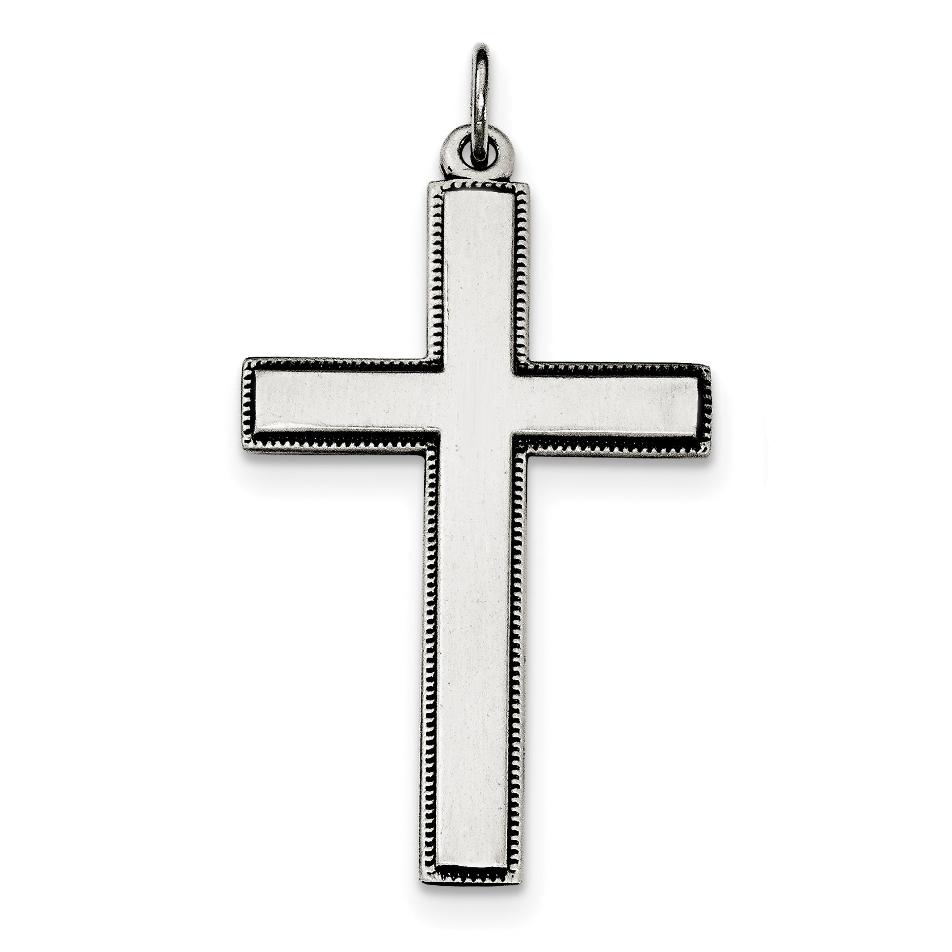 Sterling Silver Oxidized Cross w/ Prayer on Back Pendant