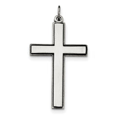 Sterling Silver Oxidized Cross w/ Prayer on Back Pendant